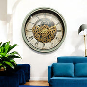 Luxury Vintage Moving Gear Wall Clock – Industrial Steampunk Design | 1.5 × 1.5 ft