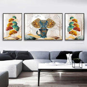 Elephant Jeweled Horizon 3pcs Crystal Painting