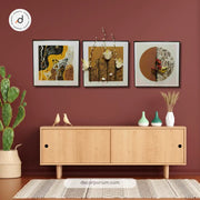 Contemporary Shadow Box Wall Art – Floral & Abstract Set (40×40 cm, Open Frame)