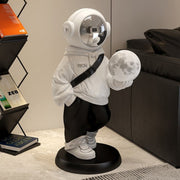 Stylish Astronaut Sculpture with Color-Changing Moon Light | 30 Inch (2.5ft) | Resin Material