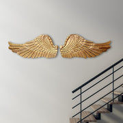 Golden Angel Wings Wall Art | Set of 2 | Size: 60 × 14 inches Total (Each Wing 30 × 14 inches)