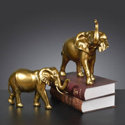 Golden Elephant Statue Set – Table Decor Showpiece | Size: 10×9 inch & 8×8 inch (Set of 2)
