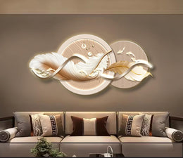 Acrylic LED Wall Art – Elegant Feather Flow Design (120×45 cm) – Without Light
