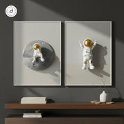 Moon Explorer Shadow Box – Contemporary 3D Wall Art (40×50cm, Open Frame)