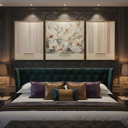 Whispering Blooms Leather Painting Set – Soft Florals & Abstract Stripes (Heavy Aluminum Frame)