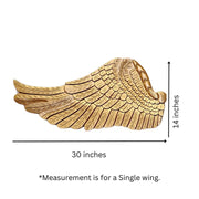 Golden Angel Wings Wall Art | Set of 2 | Size: 60 × 14 inches Total (Each Wing 30 × 14 inches)