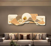 Acrylic LED Wall Art – Golden Mountain Deer Design (120×45 cm) – Without Light