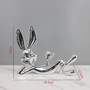 Silver Bunny Decorative Showpiece – 31.5×25×12.5 cm | Modern Table Decor