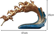 Golden Running Horses Table Decor Showpiece – 41cm x 25cm