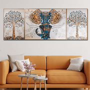 Elephant Jeweled Horizon 3pcs Crystal Painting