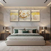 Bloom Leather Painting Set – Embossed 3D Floral & Abstract Design (Heavy Aluminum Frame | 2×2.5 ft + 2.5×2.5 ft + 2×2.5 ft)