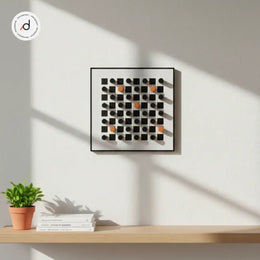 Geometric Open Shadow Box Wall Art in Aluminum Frame (40×40cm)