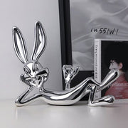 Silver Bunny Decorative Showpiece – 31.5×25×12.5 cm | Modern Table Decor