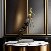 Metal Crystal Showpiece Man on Stairs – Decorative Sculpture – Size: 11×8 inch