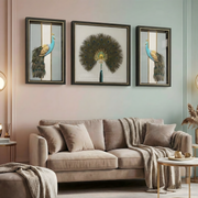 Peacock Elegance Shadow Box Frame Set (1.5×2ft / 2×2ft / 1.5×2ft) – Set of 3