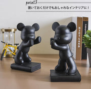 Modern Bear Bookend Showpiece | Black Book Stand | Decorative Table Showpiece | Size: 9.5x9.5 inches (Set of 2)