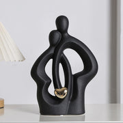 Modern Abstract Couple Statue with Heart – Ceramic – Size: 11×8 inch