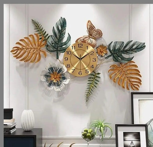 Decorative European Leaves Iron Clock Home Decor