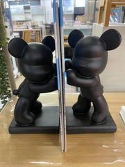 Modern Bear Bookend Showpiece | Black Book Stand | Decorative Table Showpiece | Size: 9.5x9.5 inches (Set of 2)