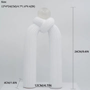 Modern Knot Column Sculpture with Crystal Ball – Black & White | Size: 13×25 cm