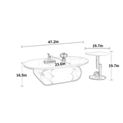 Modern Sculpted Marble Coffee Table with Gold Accents