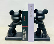 Modern Bear Bookend Showpiece | Black Book Stand | Decorative Table Showpiece | Size: 9.5x9.5 inches (Set of 2)