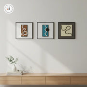 Luxury Open Shadow Box Wall Art – Modern Abstract Trio in Aluminum Frame (30×30 cm, Set of 3)