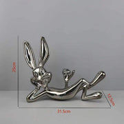 Silver Bunny Decorative Showpiece – 31.5×25×12.5 cm | Modern Table Decor