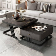 Luxury Composite Marble Nesting Coffee Table Set – 30×30×17 / 24×24×19 Inches