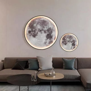 Round LED Glass Wall Painting – Textured Moon Design (32×32 in, Backlit with Remote Control)