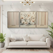 Whispering Blooms Leather Painting Set – Soft Florals & Abstract Stripes (Heavy Aluminum Frame)