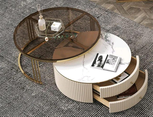 Modern Simple Style Round Couchtisch Living Room Centre Table Set