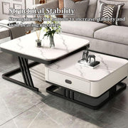 Luxury Composite Marble Nesting Coffee Table Set – 30×30×17 / 24×24×19 Inches