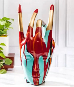 Abstract Hand-Face Showpiece – 1.5 ft (Multicolor with Gold Accents)