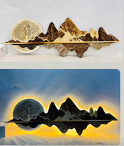Mountain Moon Glow Acrylic Crystal LED Painting | 48×24 in | (Remote-Controlled Backlight)