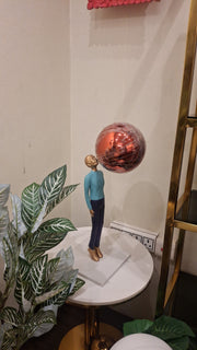 Metal Balloon Blower Figurine | 24×10 inch | Statement Decor