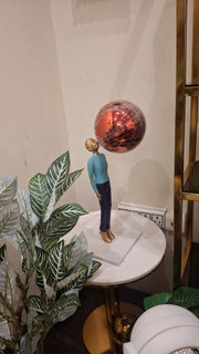 Metal Balloon Blower Figurine | 24×10 inch | Statement Decor