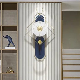 Luxury Designer Metal Wall Clock with Pendulum | Modern Art Decor | 18 × 36 Inches