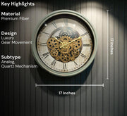 Luxury Vintage Moving Gear Wall Clock – Industrial Steampunk Design | 1.5 × 1.5 ft