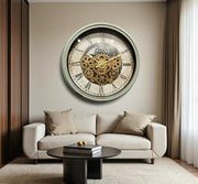 Luxury Vintage Moving Gear Wall Clock – Industrial Steampunk Design | 1.5 × 1.5 ft