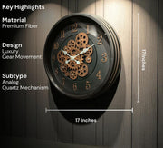 Luxury Moving Gear Wall Clock – 17×17 Inches (Premium Fiber)