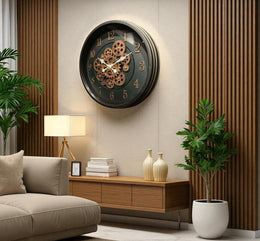 Luxury Moving Gear Wall Clock – 17×17 Inches (Premium Fiber)