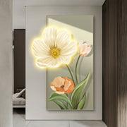 Floral Radiance Acrylic Crystal Painting | 24×48 in | (LED Backlit, Remote-Controlled)