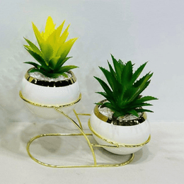 Golden Duo Table Planter