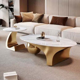 Modern Luxe Gold and Marble Coffee Table Set