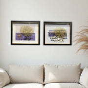 Luxury Shadow Box Wall Art  – Tree, Swan & Coral Design (20×24 inches each)