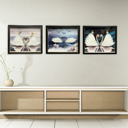 Swan Couple Art Wall Frame – Premium HD Print | Size: 20×24 inches (50×60 cm) each