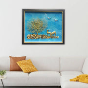 Golden Deer & Coastal Trees Shadow Box Wall Art | (20×24 inches Each)