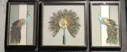 Peacock Elegance Shadow Box Frame Set (1.5×2ft / 2×2ft / 1.5×2ft) – Set of 3