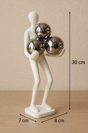 Modern Decorative Ball Holder Sculpture – Resin Figurine (Size: 30×8×7 cm)